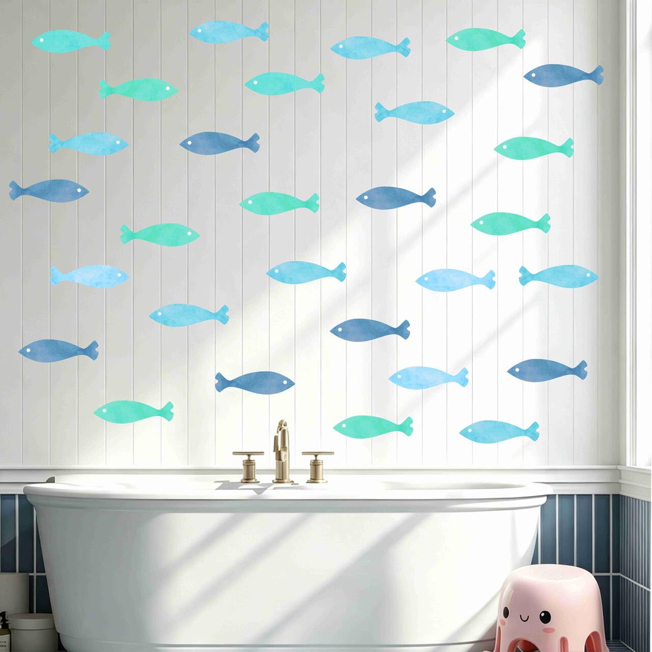 Calcomanías de pared de peces océano pegatinas de pared para niños, calcomanías de pared extraíbles para despegar y pegar, decoración de habitación de guardería para niños