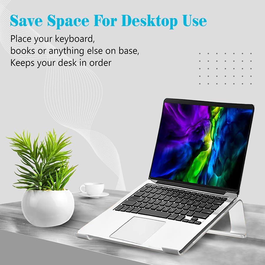 Image of URBAN KINGS Laptop Stand for Desk,Aluminium Adjustable Laptop Riser for Laptops MacBook Pro and Air 13 inch 14 inch 15.6 inch 17 inch, Desktop Ergonomic Foldable Portable Air Vantilated Computer & Notebook Stand