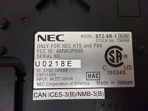 Miniatura 5 de NEC DTZ-8R-1 1.9Ghz DECT 6.0 Teléfono inalámbrico digital