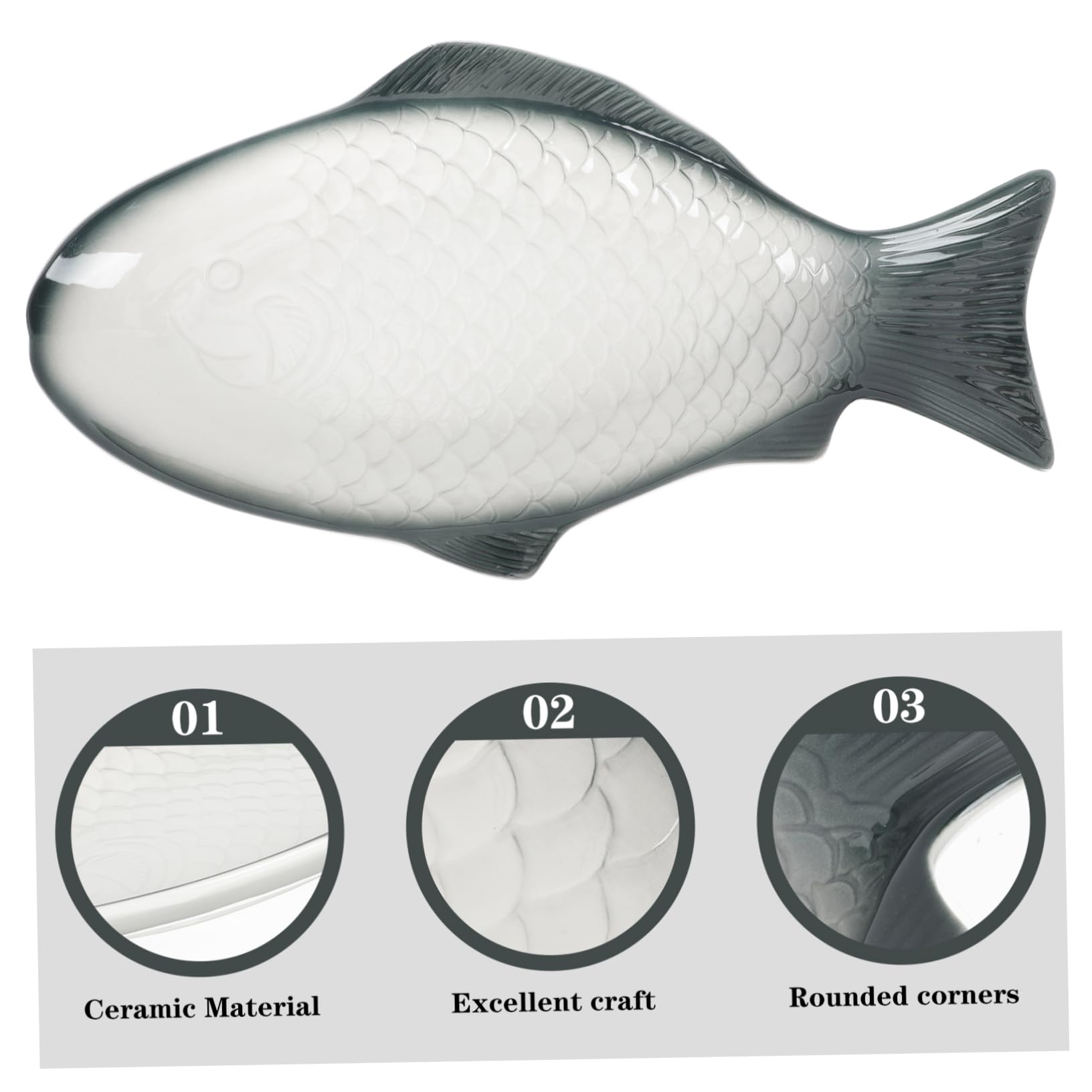 Piatto a Forma di Pesce in Ceramica per Pesce al Vapore | Piatto da Portata per Pesce, per Frutti di Mare, Regalo per Inaugurazione Casa