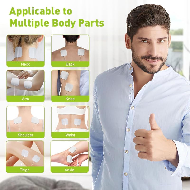 Image of AGAM Digital Therapy Machine Electrodes (Square Shape) - Strong Adhesive Gel, Universal Replacement Pads for Muscle Pain Relief, Reusable TENS Unit Electrode Pads (Pack-16)