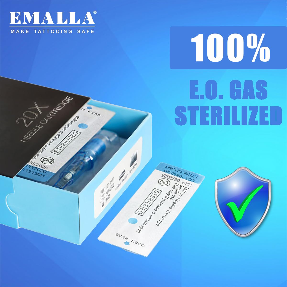 EMALLA ELIOT 20 pezzi 0603RLL Aghi Tattoo #06 3RLL Round Liner Cartucce Aghi per Tatuaggi Professionale Kit Tatuaggi