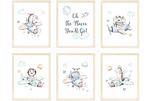 bumbleboo Nistio® Oh The Places You Will Go Nursery Art Set Airplane...