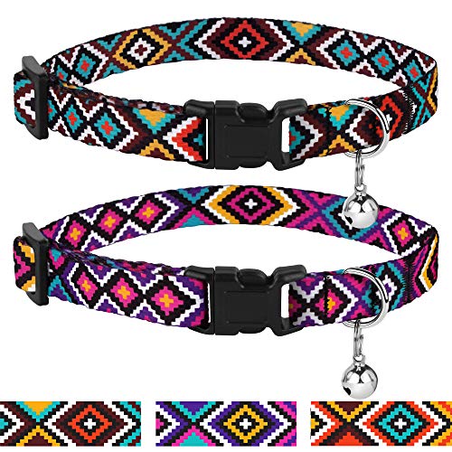 CollarDirect Aztec Cat Collar Breakaway Pack of 2 PCS Nylon Tribal Pattern Geometric