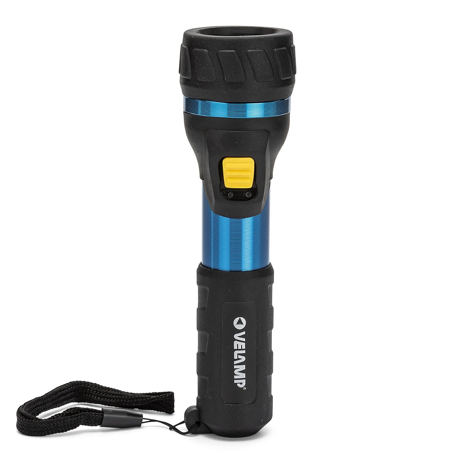 Velamp Hyper aluminiowa latarka LED z wygodną koronką. Współpracuje z 2 bateriami AA (nie wchodzą w zakres dostawy). Super jasna 70 lm (1 W), odporna na wodę i wstrząsy, aluminium, niebieska