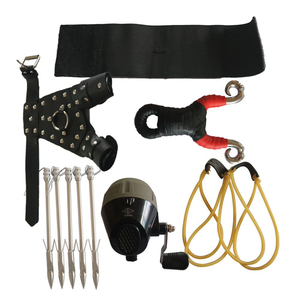 JIEXI HWYP 1 Set Fishing Slingshot Kits Stainless Steel Wrist Catapult for Archery Fishing