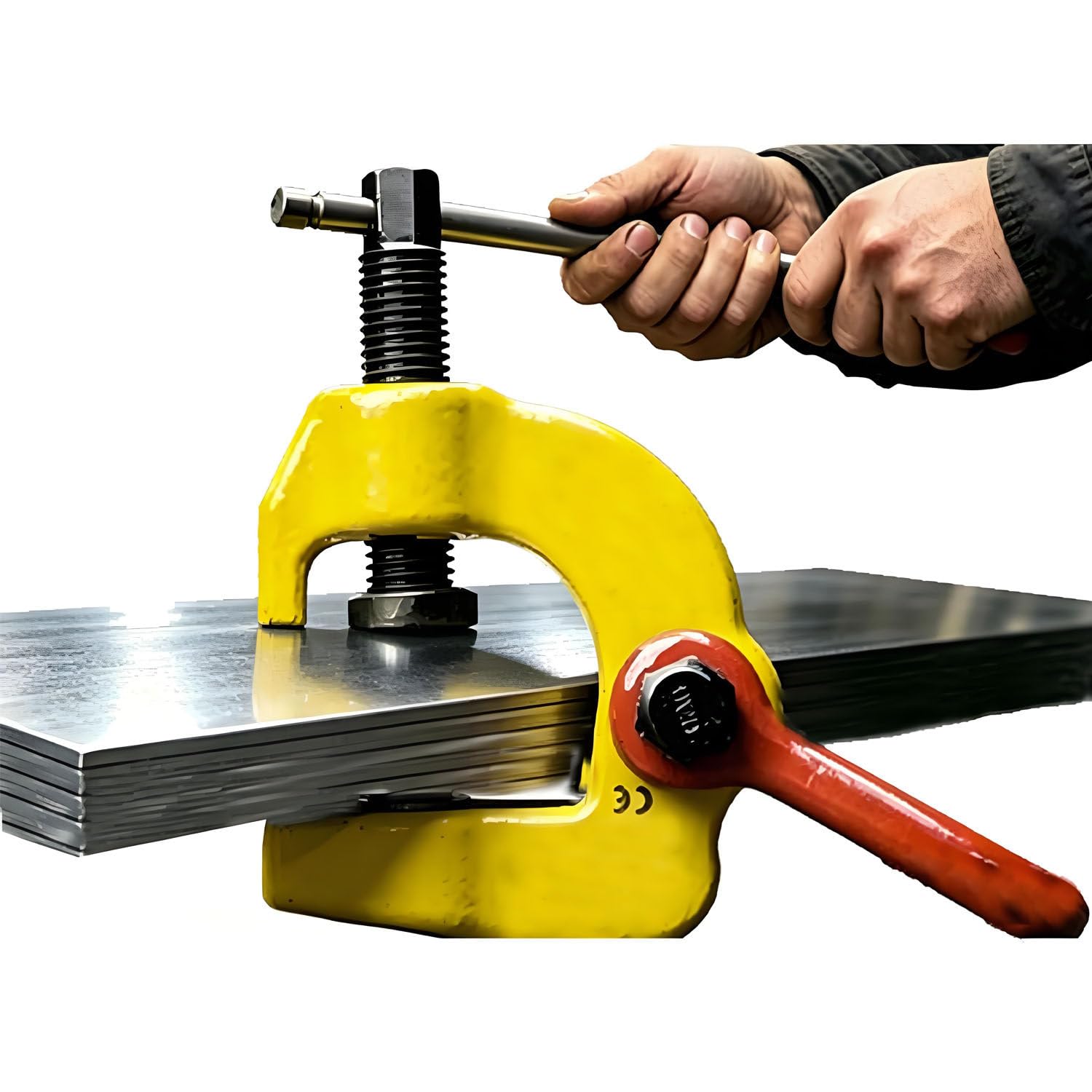 AiODiO Screw Type Steel Plate Clamp, 1.5T 3T Screw Plate Clamp, Flexible Adjustable Opening, Anti-Slip Safe Hoisting for Steel Plate and Structure 1.5t