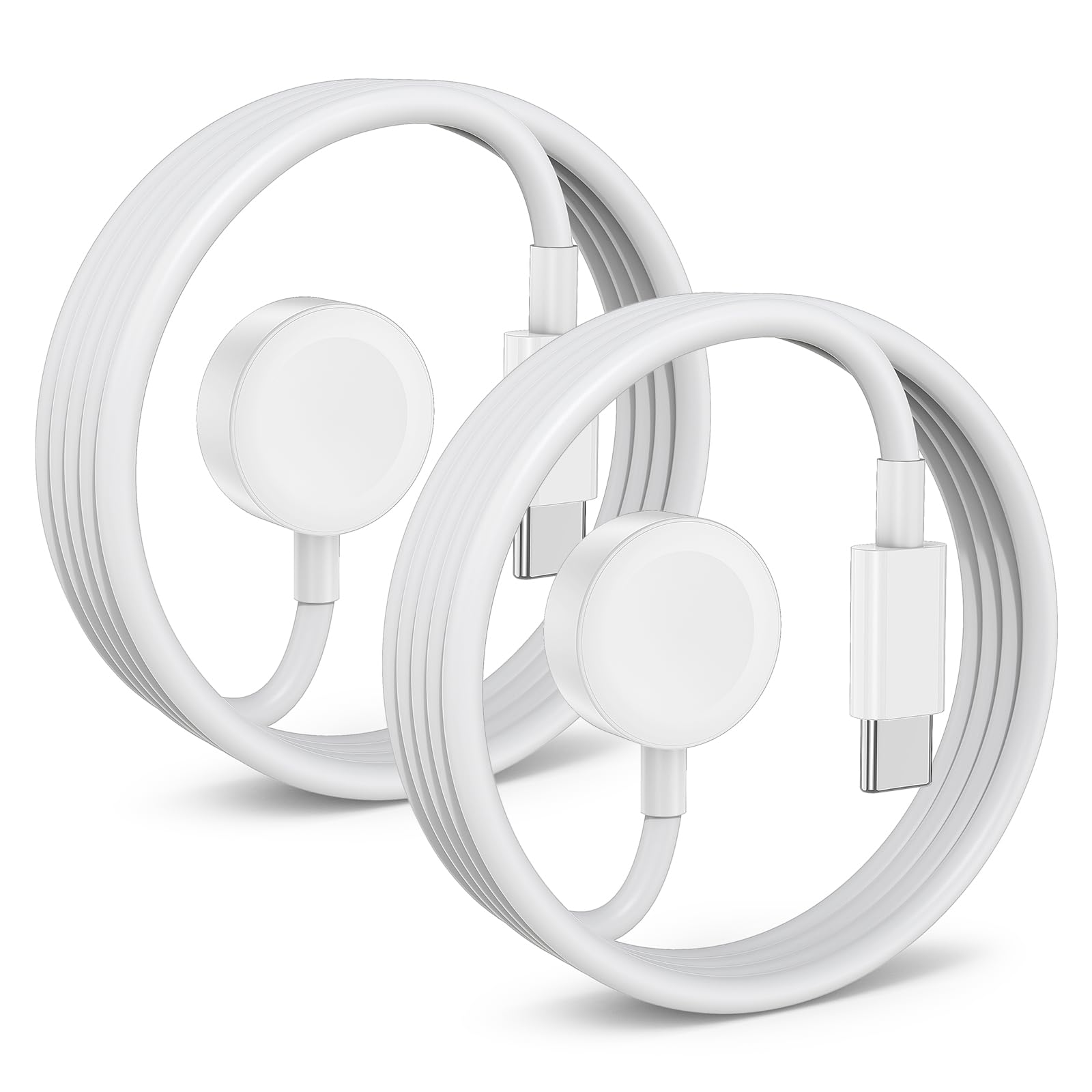 2 Pack for Apple Watch Charger Cable USB C Magnetic iWatch Charger Fast Charging Cord 1M for Apple Watch Series Ultra 2/Ultra/SE/9/8/7/6/SE2/5/4/3/2/1-White-1