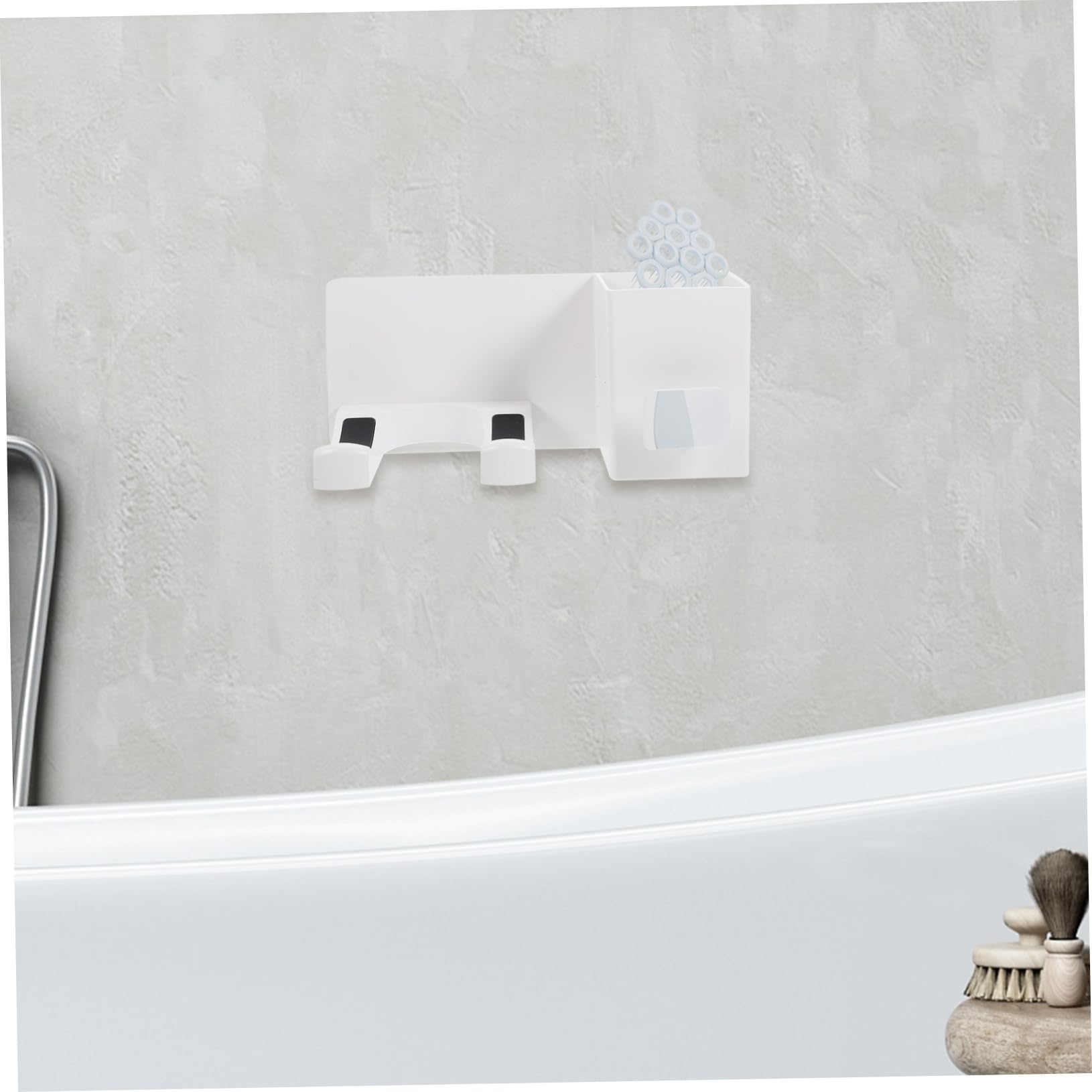 Porta Asciugacapelli Supporto Sicuro senza Foratura da Parete e Facile da Usare in Plastica e Alluminio per Asciugacapelli e Piastra, per Bagno Domestico