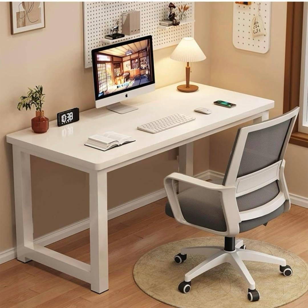 フローリング 勉強机 パソコンデスク 机 白 デスク 木製 幅80cm 作業台 組み立て式