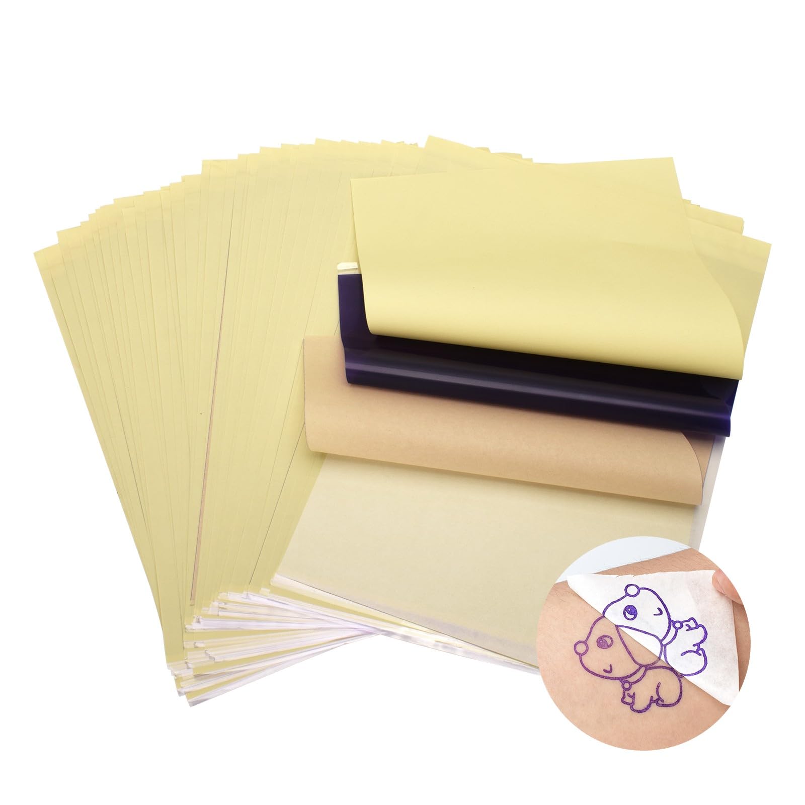 ATOMUS 50pcs Tattoo Transfer Paper Carbon Thermal Tracing Carbon Stencil Paper Transfer Copier Paper A4 Size for Tattoo Printer Machine