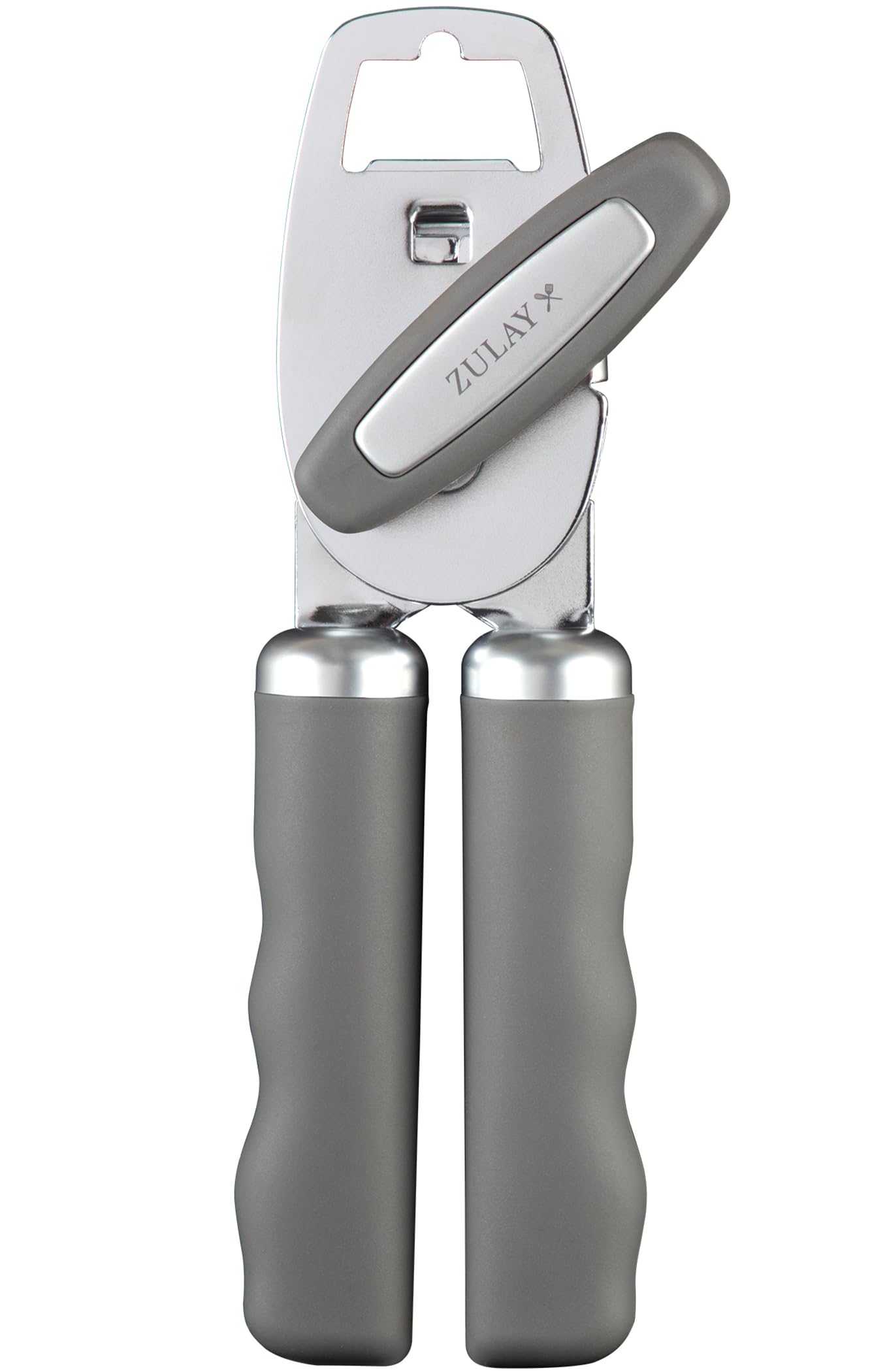 Zulay Kitchen Manual Can Opener Heavy Duty Patented Stainless Steel, Gray