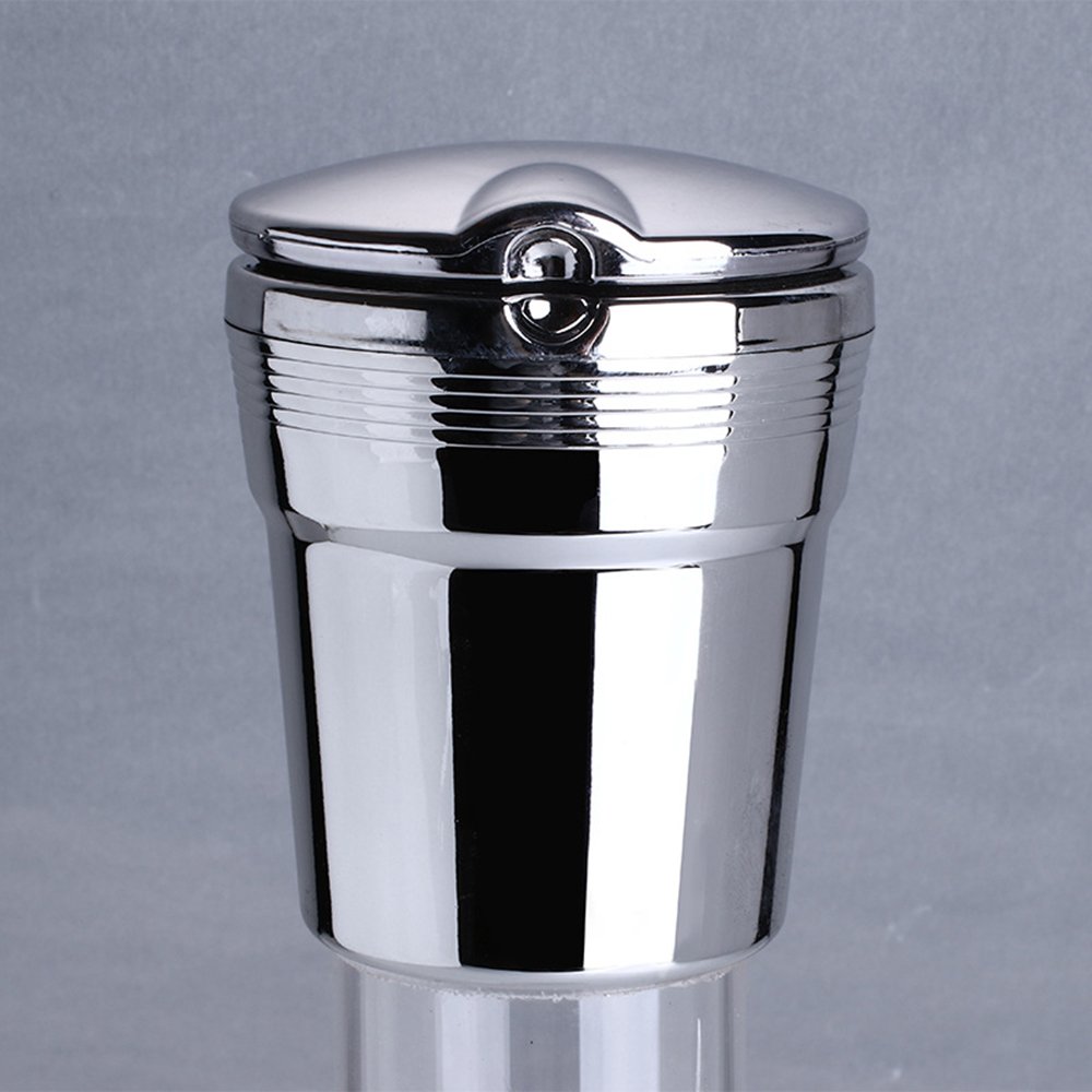 SZSS-CAR Aluminum Car Smokeless Ashtray Blue LED Cool Light Indicator Travel Auto Cigarette Odor Remover Smoke Diffuser Stand Cylinder