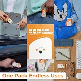 MOONIES Impossibly Compact Travel Wipes with Natural Extracts - Skin-Friendly Wet Wipes, Hypoallergenic & Unscented for Adults, Kids & Baby Care - 10 Pack Total 60 Wipes