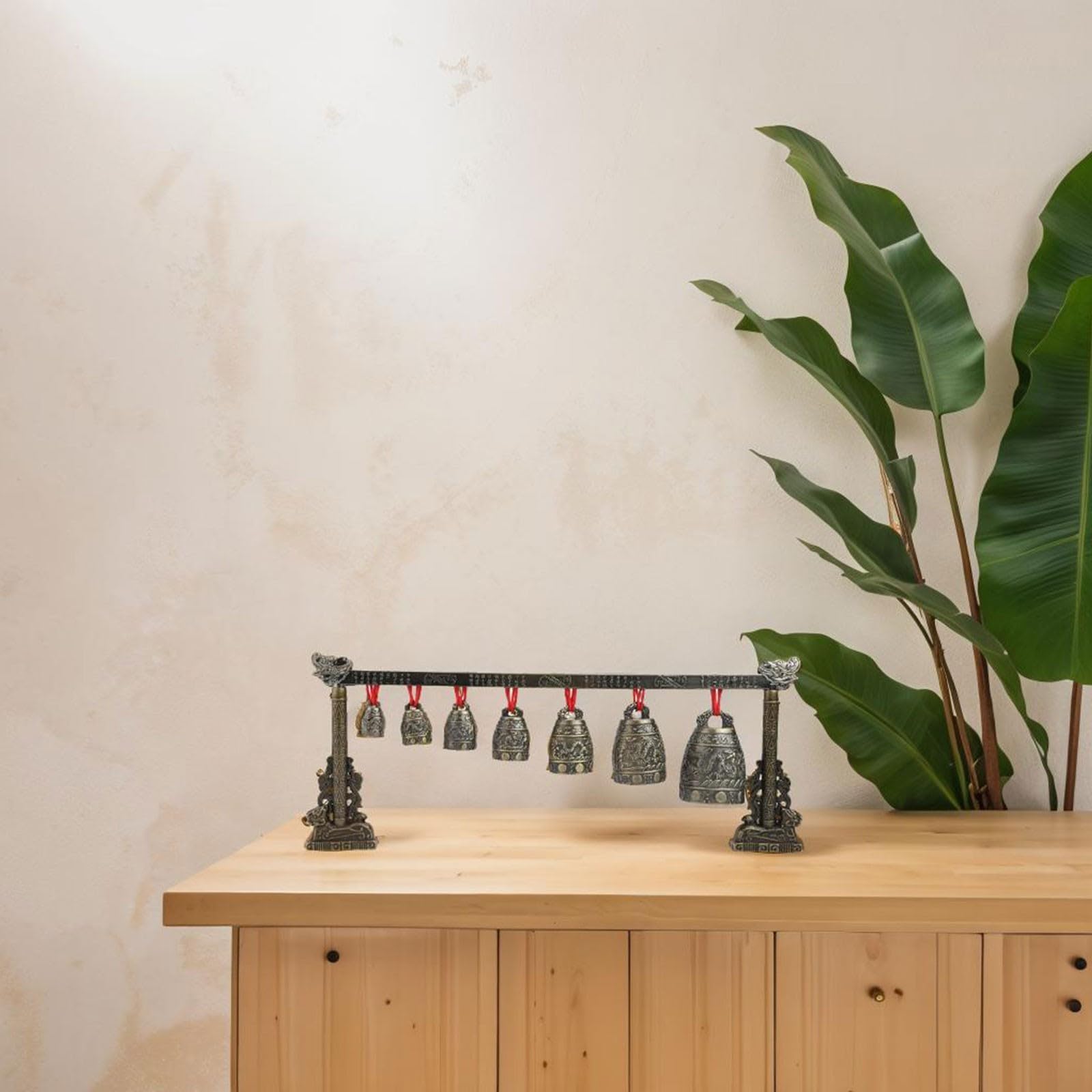 Gong de méditation décoratif en bronze avec 7 clochettes pour des pratiques améliorées de yoga et de pleine conscience