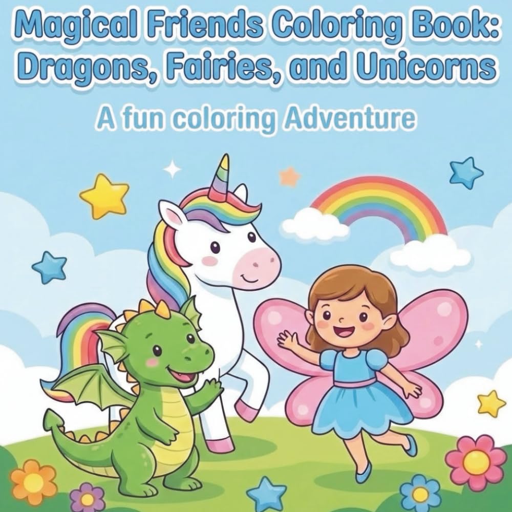 Magical Friends Coloring Book: Dragons, Fairies, and Unicorns: A fun Coloring Adventure