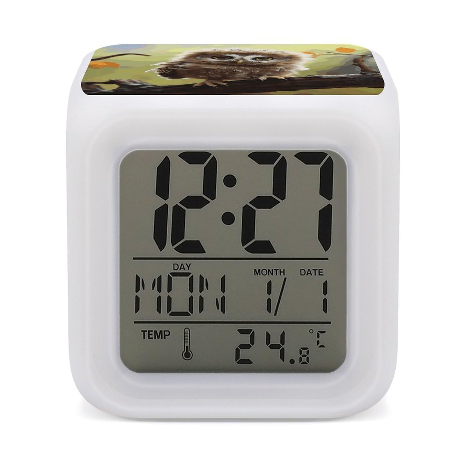 FekiLoot Real Cute Baby Owls Alarm Clock for Heavy Sleepers Wake Up Digital Clock with 7 Color Changing Night Light Super Loud Digital Alarm Clocks Small Machine Alarm Clocks