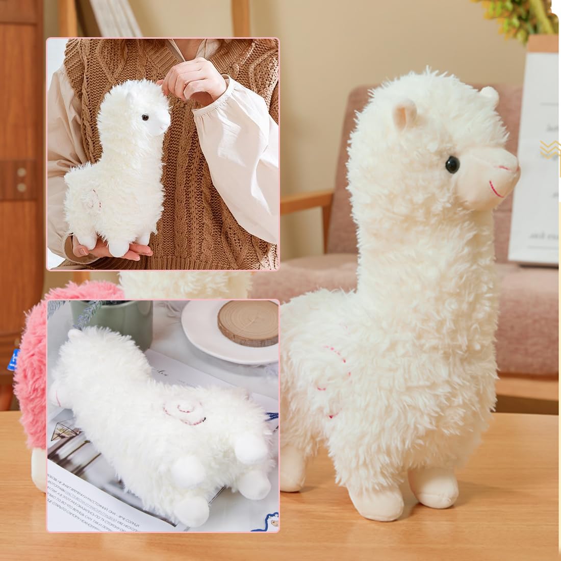 Peluche Alpaca Morbido 30 Cm - Bambola Lama Marrone Per Bambini E Adulti - Giocattolo Antistress E Decorazione