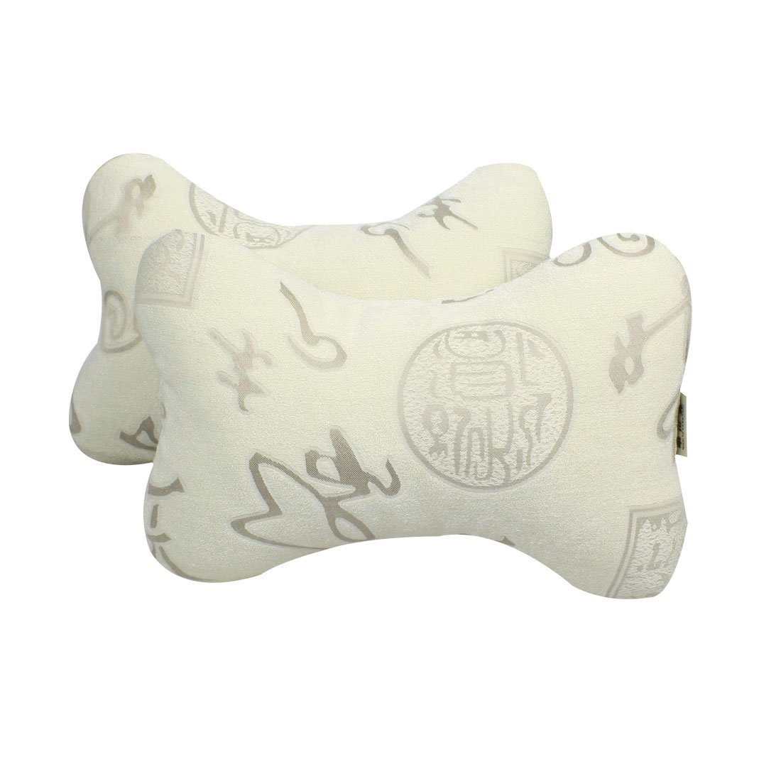 uxcell 2pcs Bone Shaped Zippered Head Neck Rest Support Pillow Beige for Truck Van