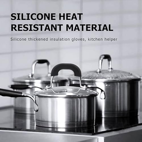 Miniatura 6 de DOERDO - Juego de 4 fundas de silicona para mango de olla resistentes al calor, fundas antideslizantes para ollas y ollas, para woks, sopa, color