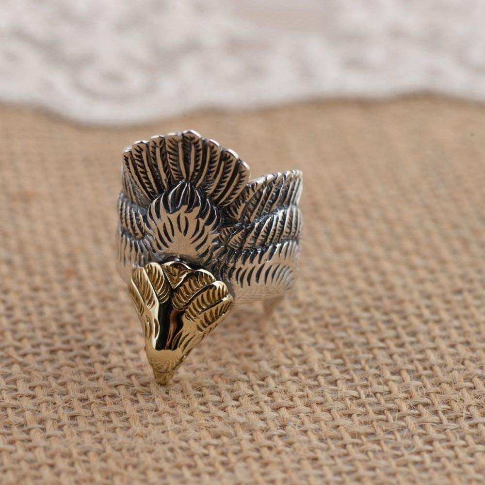 Anelli D'Argento,S925 Anello In Argento Sterling Con Piume D'Aquila Anelli Regolabili Anello Aperto Retrò In Argento Anello Per Il Pollice Anello Per L'Eternità Fascino Di Nozze Gioielli Regali Pe