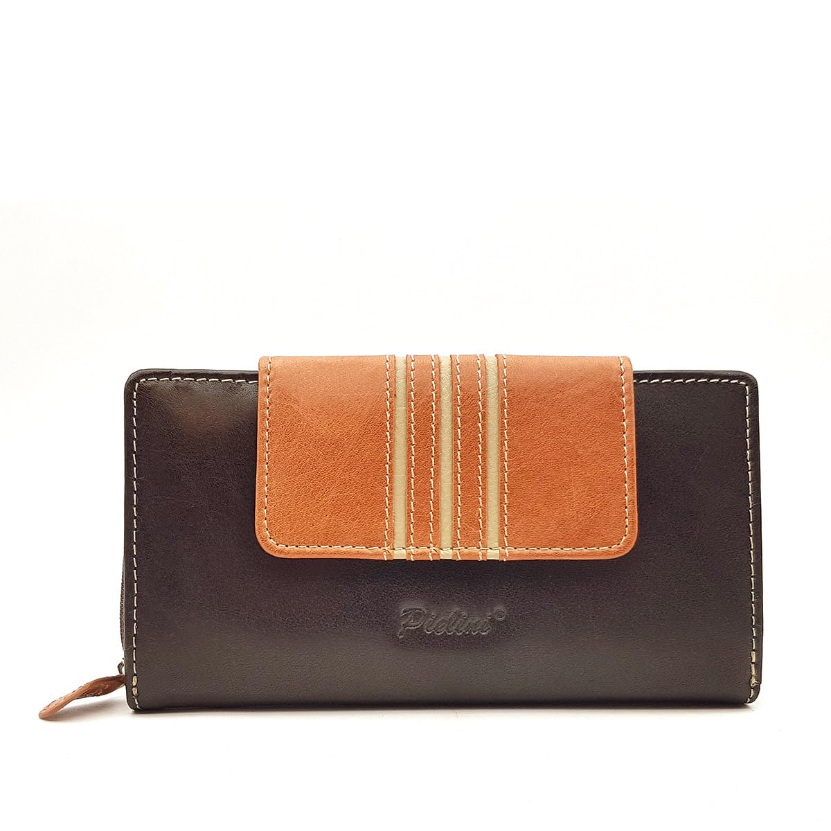 Pielini - Cartera Grande de Piel para Mujer con Billetera y Amplio Monedero. Tarjetero de Gran Capacidad Modelo 3191 (Marrón)