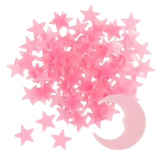 Tenalleys 100 estrellas y 1 luna que brillan en la oscuridad, fluorescentes luminosas, adhesivas 3D de plástico, estrellas y luna que brillan para el techo, calcomanías luminosas para pared que crean