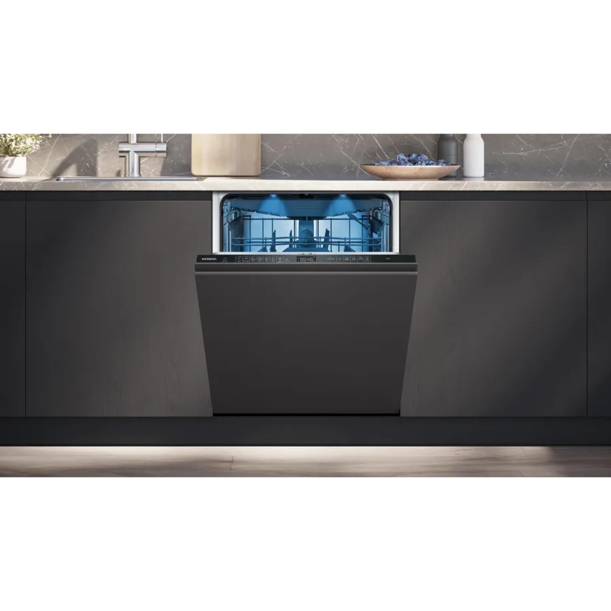Siemens SX65EX12CE, iQ500 Lavavajillas inteligente, lavavajillas totalmente integrado, 60 cm, XXL, fabricado en Alemania, cajón para cubiertos, extra silencioso, varioSpeed, apertura de puerta