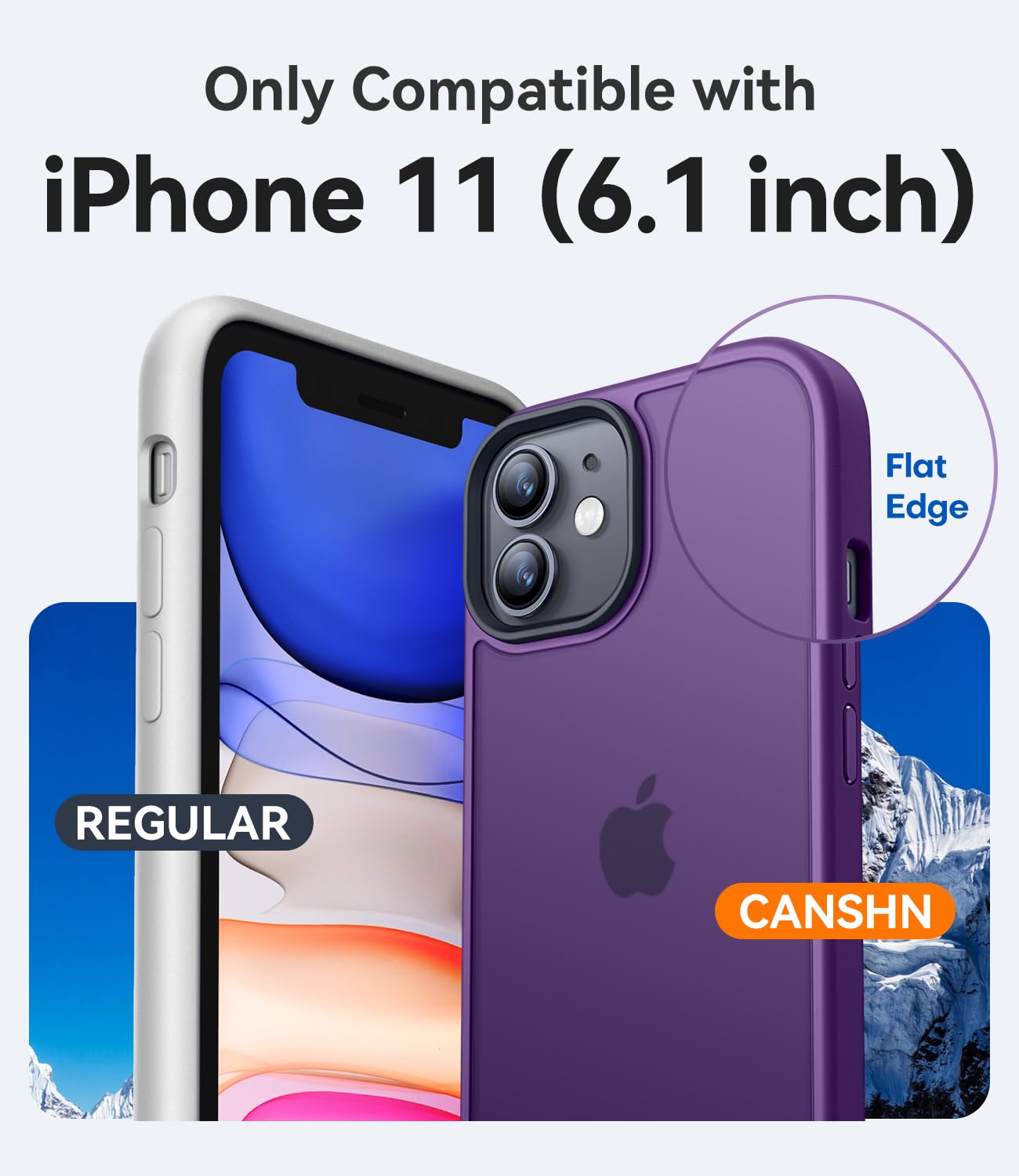 CANSHN Cover Opaca per iPhone 11, [Bordi Quadrati] Custodia Traslucida Opaca Protettiva Sottile Antiurto per iPhone 11 6,1 pollici - Viola Scuro