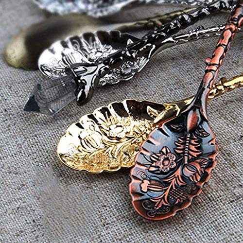 Miao Jin 10 Pcs Retro Crystal Alloy Stereoscopic Spoon Decorative Dessert Spoons Coffee Spoons For Cafe Tableware #TOP4