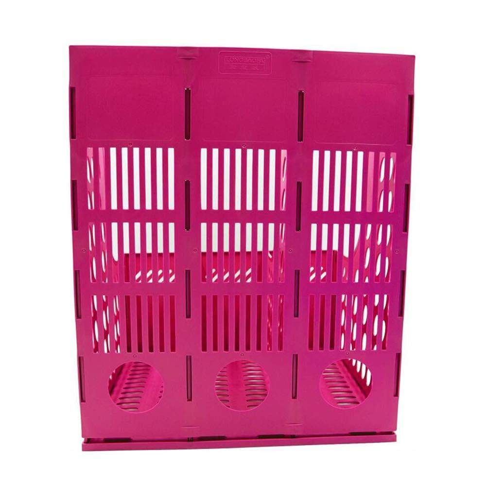 Organizzatore di Documenti da scrivania, Robusto portariviste in plastica, cornici Portadocumenti a 3 sezioni Divisori per Documenti Armadietto per Documenti cartacei per Ufficio (Rosa)