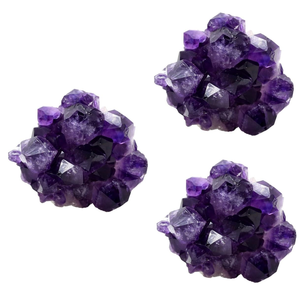 Améthyste d'Uruguay en lot de 3 pierres de cristal de 4-5 cm pour purification d'aquarium
