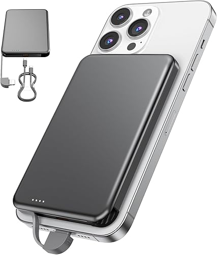 Miniatura 1 de Cargador portátil MagSafe, banco de energía magnético ultra delgado de 0.3 pulgadas de 5000 mAh, batería de carga rápida PD de 25 W con cable