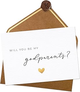 Joli Coon Will you be my godparents card with luxury envelope and wax seal - Godparents proposal gift