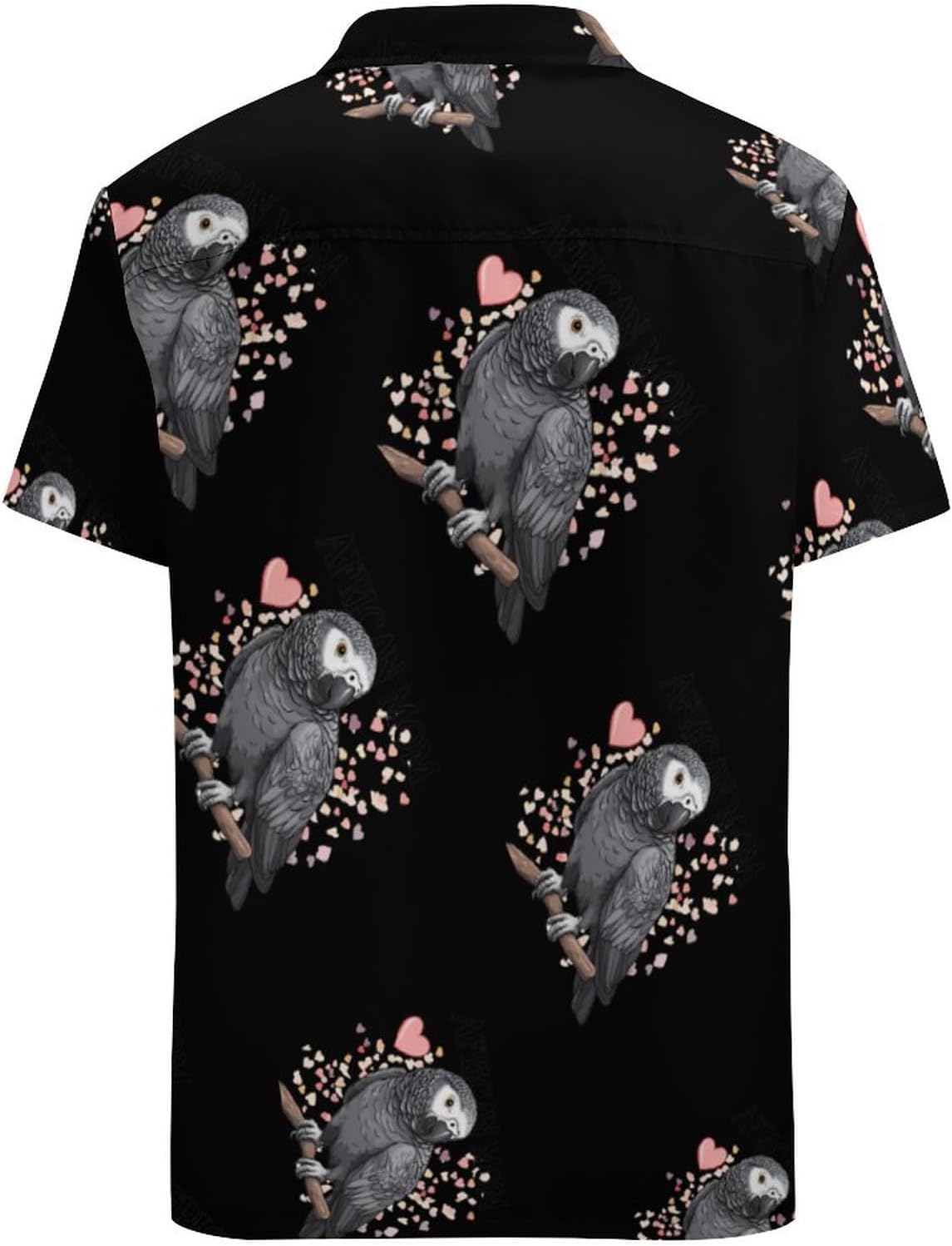Beautiful African Grey Parrot Mens Short Sleeve Shirts Button Down Hawaiian Beach Shirts