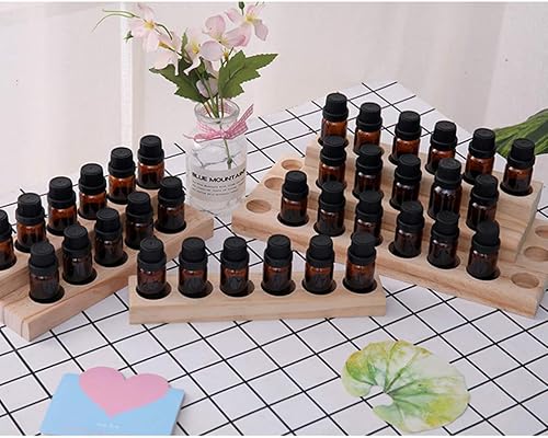 Miniatura 4 de Cabilock Caja de almacenamiento de aceite esencial de madera, soporte organizador de escritorio, estante de exhibición de madera maciza para aceites