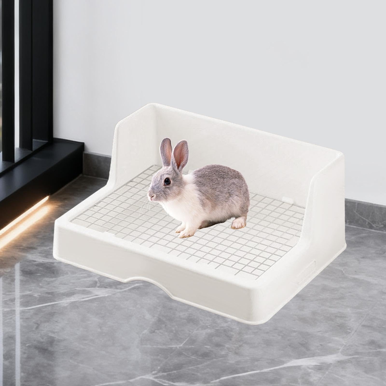 Fenteer Caja de para Conejos con Rejilla, Bandeja para Mascotas, Cama esquinera, Orinal para hámsteres, Chinchillas y Otros Animales pequeños, Cuadrícula Pequeña