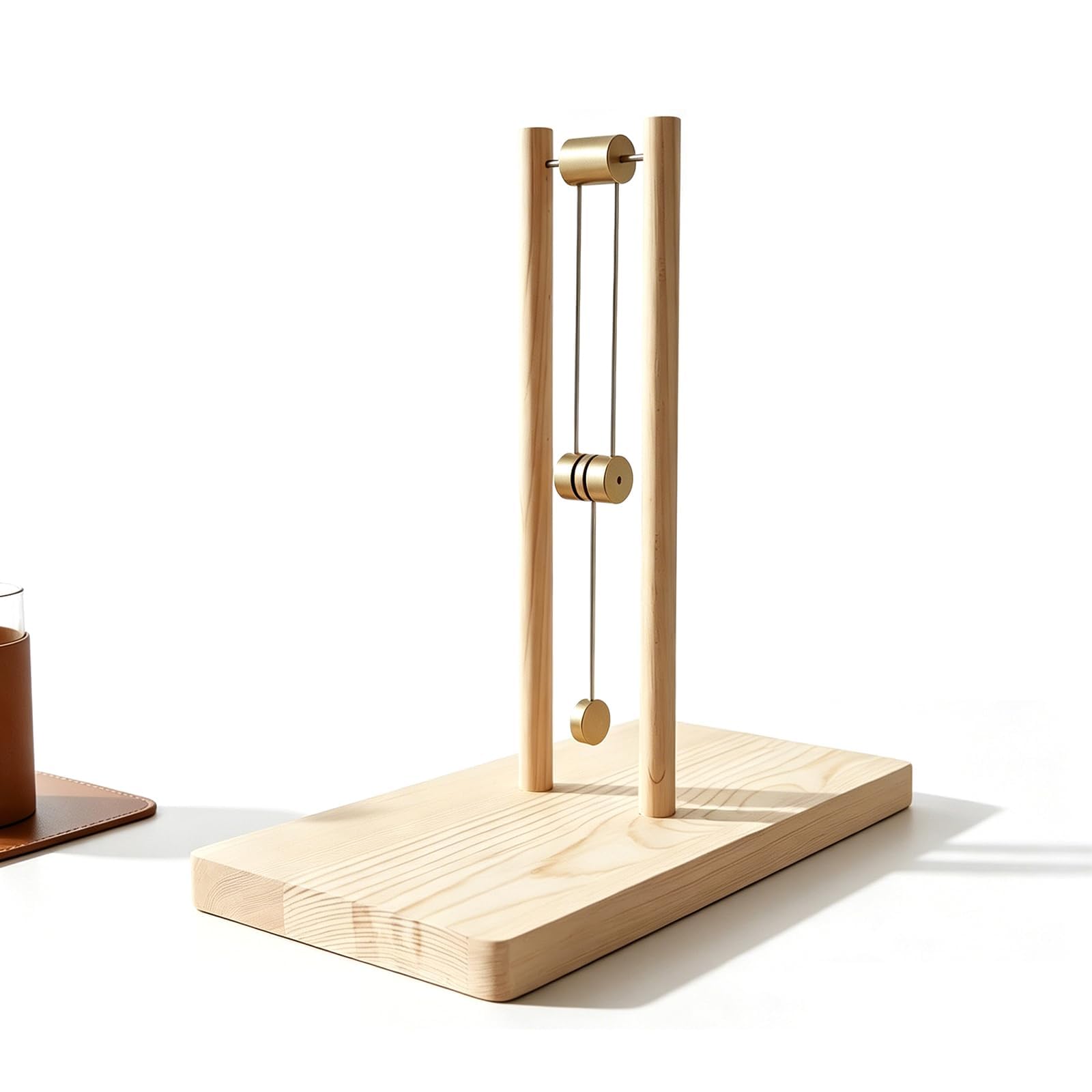 MRJYK Wooden Chaos Double Pendulum, Kinetic Energy Sculpture Pendulum Desk Toy, Physics Demonstration Model, Base Size 30×16cm, Stress Relief, Scientific Art Decor For Home, Study