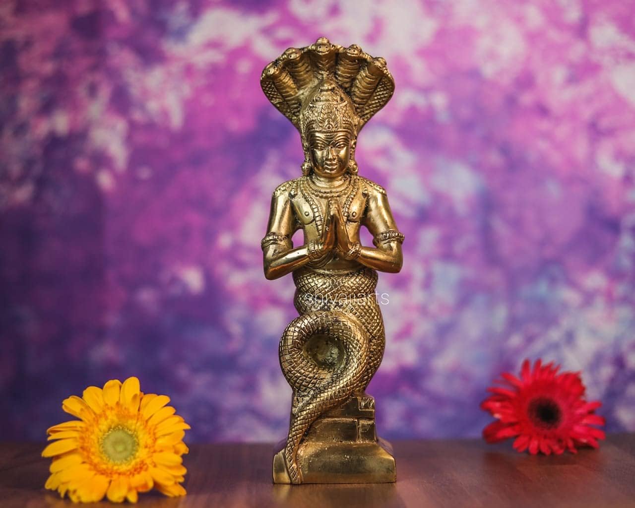 SHIVAJI ARTS Lord Patanjali Statue,10 Inch, Brass Patanjali with Patina Hindu God, Father of Ayurveda, Cosmic God Shiva, Patanjali Deity Idol
