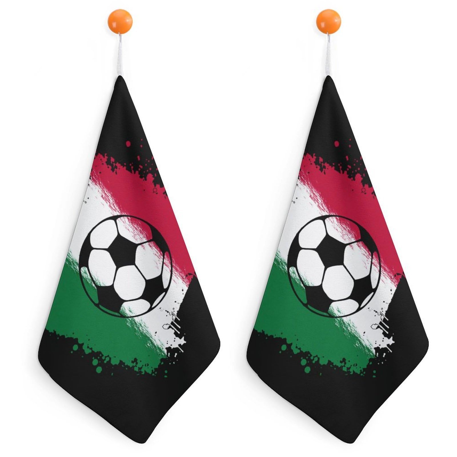 TXFBTRFSA Italian Flag Soccers Football Hand Towels with Hanging Loop Kitchen Towel Handkerchiefs Cleaning Cloths