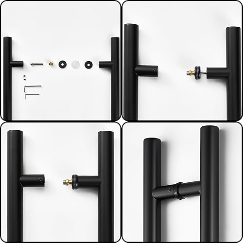 Miniatura 5 de HONGYUN Tiradores de puerta de 24 pulgadas, separadores sólidos de acero inoxidable 304 de grado comercial moderno para interiores y exteriores,