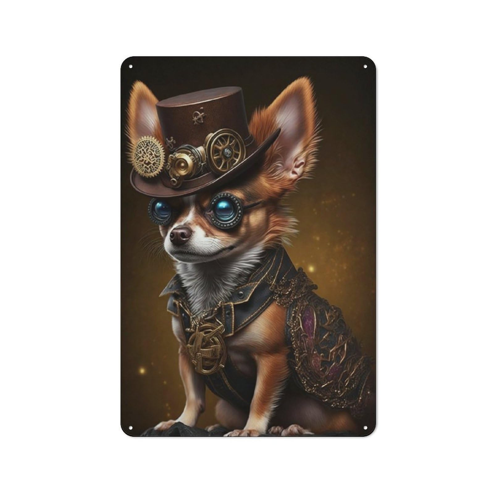 Junmoney Chihuahua Dog Vintage Tin Sign 30X20cm Featuring For Workshop Wall, Gift For Metal Sign Collectors During The Christmas Season