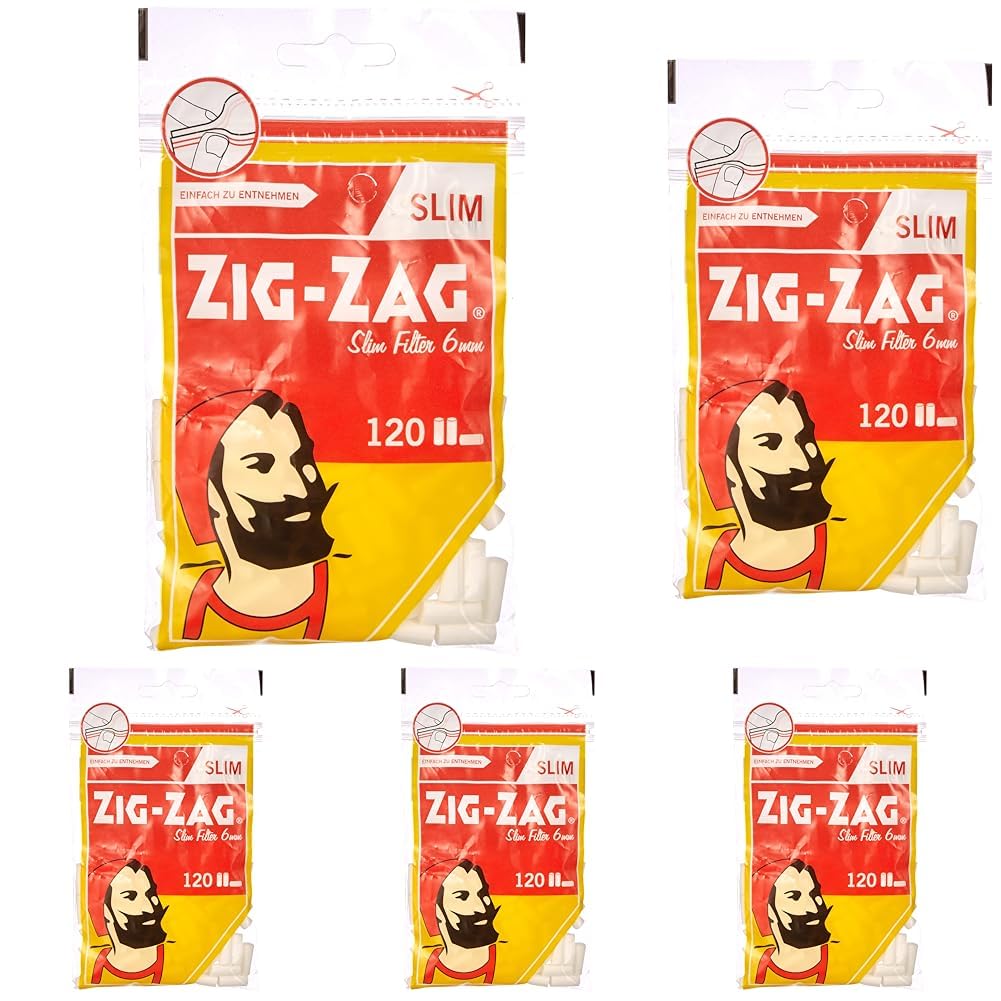 ZIG-ZAG Zig Zag Drehfilter Slim 6mm Diffusion Optisches Glas 120 Stück (Packung mit 5)