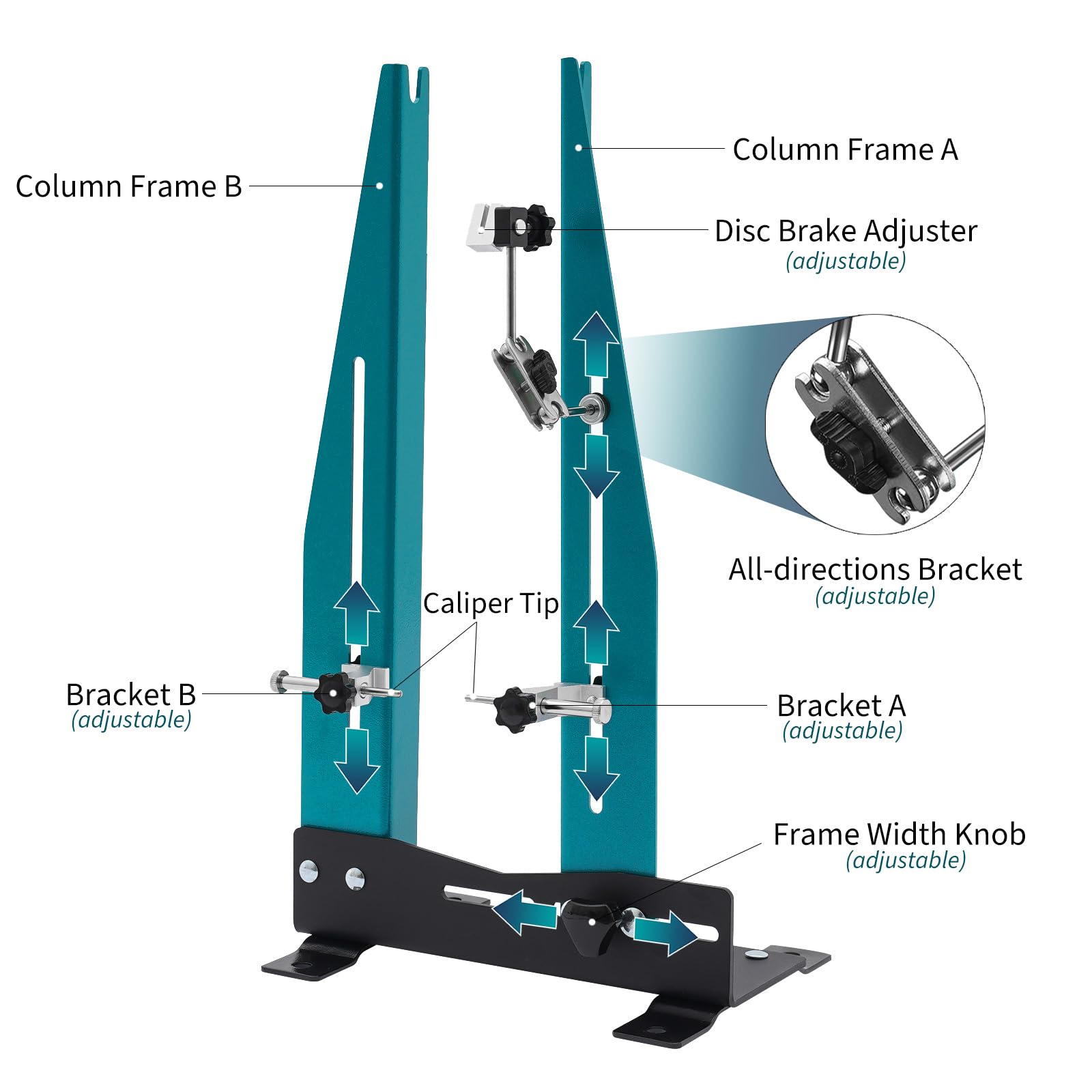 Soporte para rueda de bicicleta de 16 a 29 pulgadas, herramienta de mantenimiento de llantas de bicicleta con llave de radios, herramienta de calibración de ruedas para MTB, carretera
