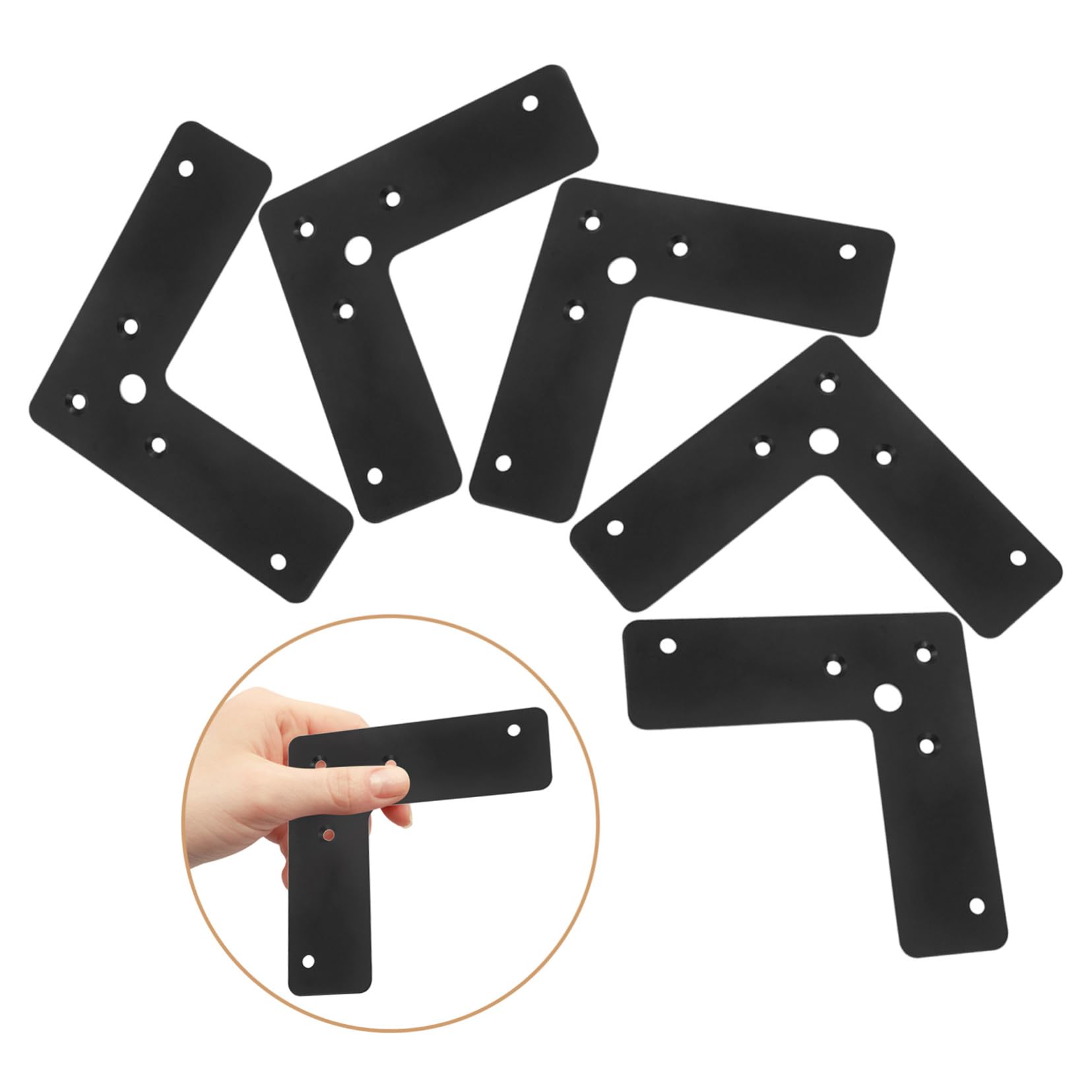 10 Pezzi Staffe Angolari a 90 Gradi in Ferro Nero, Supporto Robusto per Mobili e Legno, Installazione Semplice, Rinforzo per Mensole