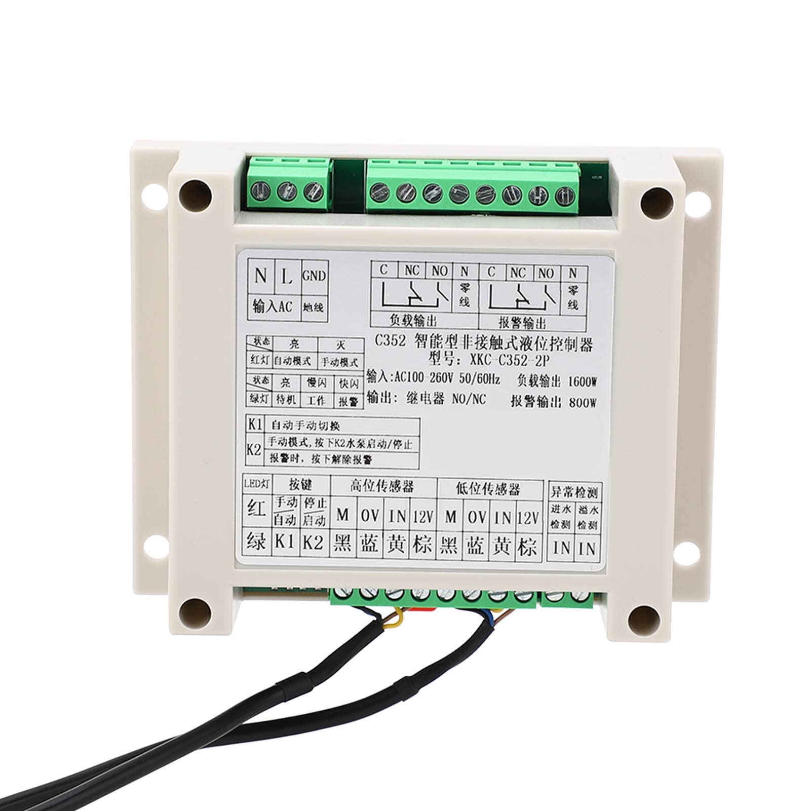 Controlador de Nivel de Líquido sin Contacto, Sensor de Nivel de Agua Automático Ajustable AC100-260V