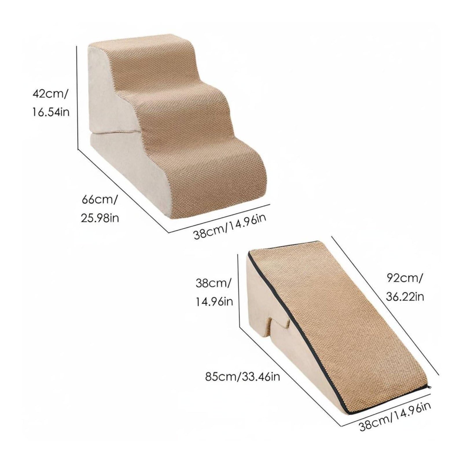 per Animali Domestici Gradini Rampe Scaletta Pedana in Spugna Anti Urto Convertibile con Fondo Antiscivolo E Copertura Lavabile Adatta E Divano Casa, Beige