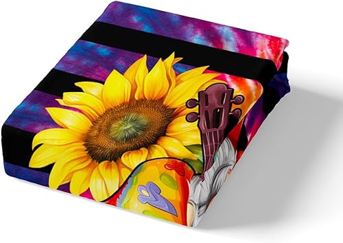 Miniatura 5 de Manfei Juego de funda de edredón con símbolo de paz para niños, tamaño King, bonita funda de edredón de guitarra de gnomo con 2 fundas de almohada,