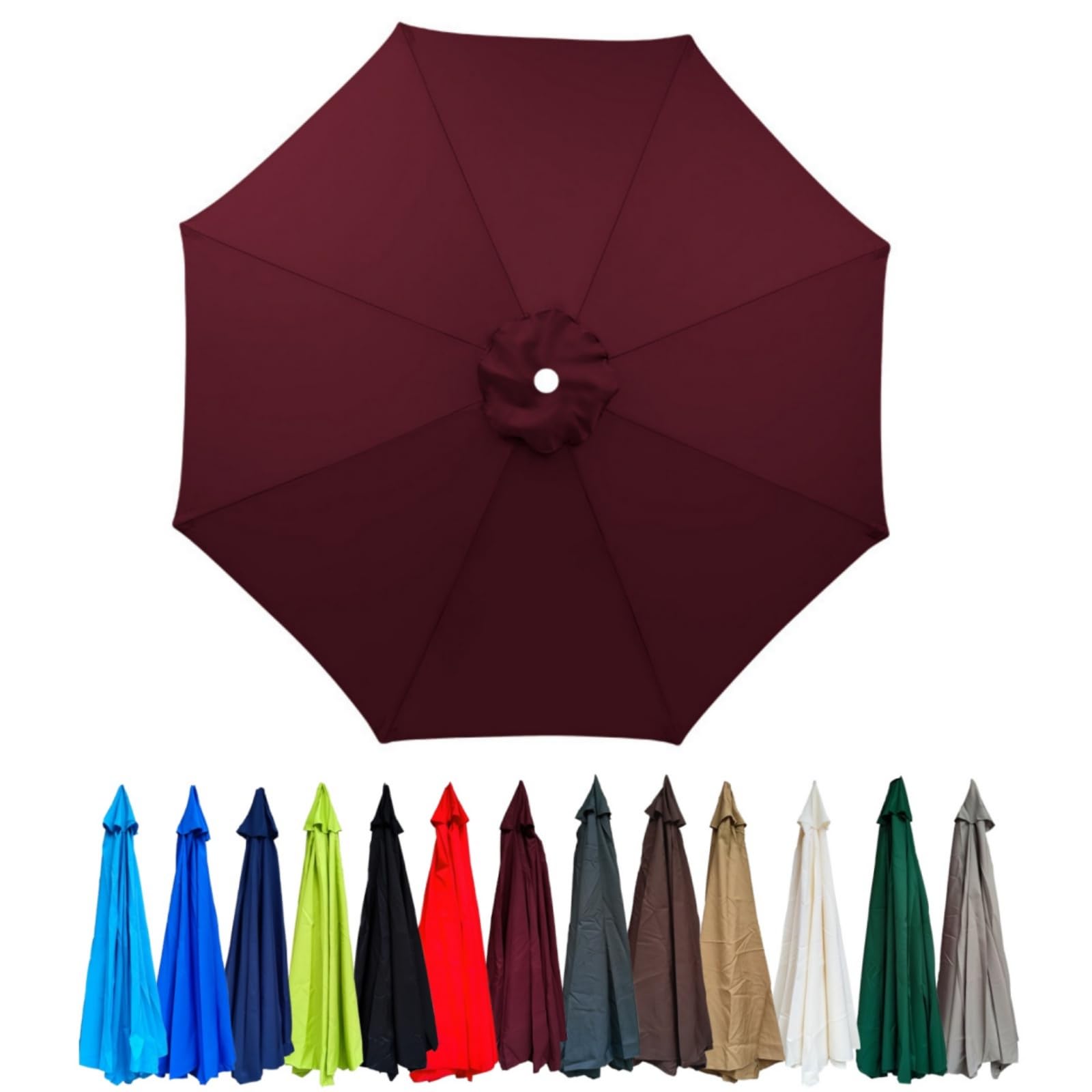 Replacement Canopy for 2.0/2.3/2.5/2.7m/3.0m Cantilever Umbrella with 6/8 Ribs for Yard Garden Beach(Red brown,2m/6 ribs)
