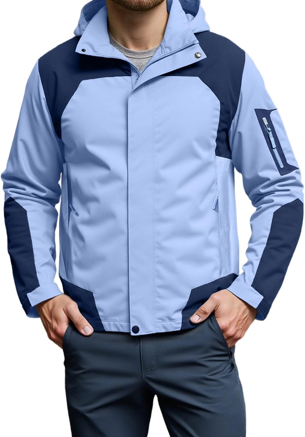 メンズカジュアルジャケット 軽量アウトドアウィンドブレーカー ハイキング用 多目的アウトドアジャケット 通気性と耐久性に デザイン